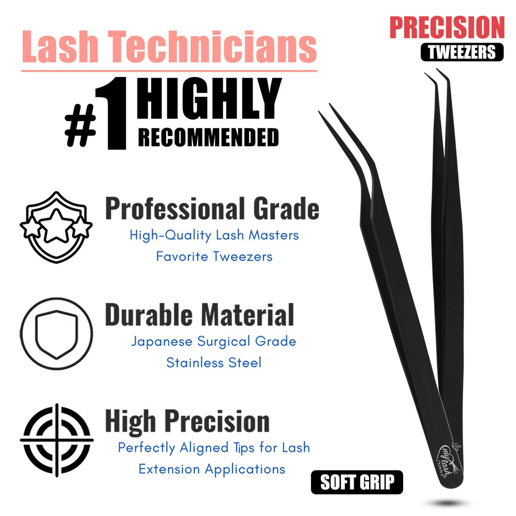 My Lash Tools New Isolation Lash Tweezers For Eyelash Extensions Best for Individual Isolation & Classic Lashes Japanese Stainless Steel Lightweight Precision Lashing Twisers (Black)