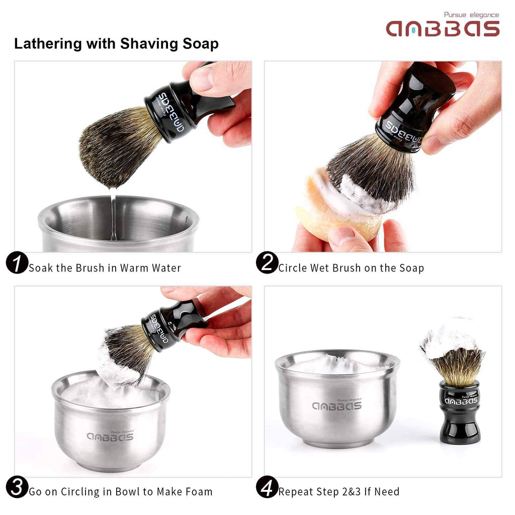 7IN1 Shaving Brush Set with Stand,Bowl,Soap and Razor Kit for Men Wet Shave