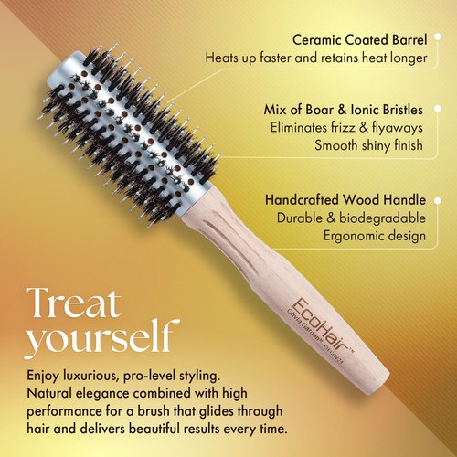 Olivia Garden EcoHair Bamboo Brush - Eco-Friendly Boar Bristles for Shine & Frizz Control