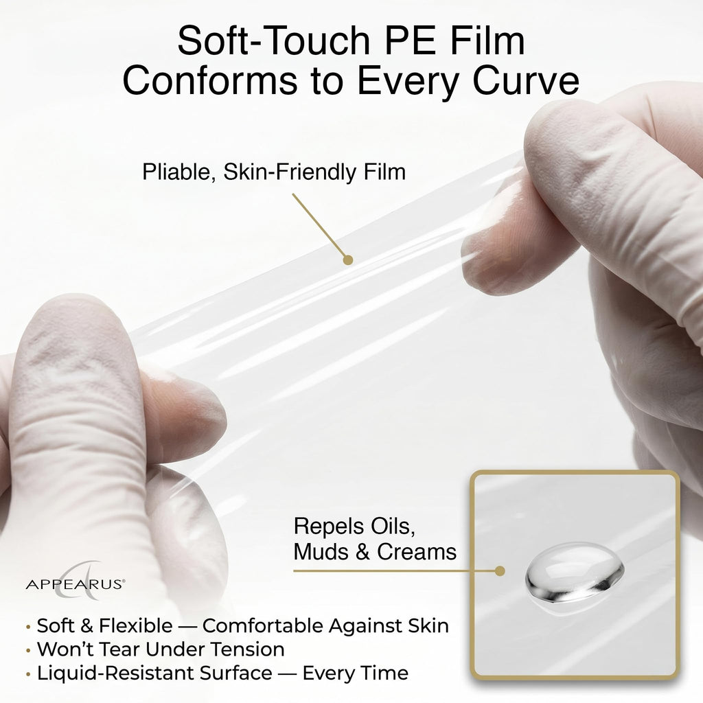 APPEARUS Extra Large Disposable Body Wrap Sheets 70x108 Pre-Cut Professional Plastic Film Liners for Spa Salon Moisturizing Skin Application 24 Count