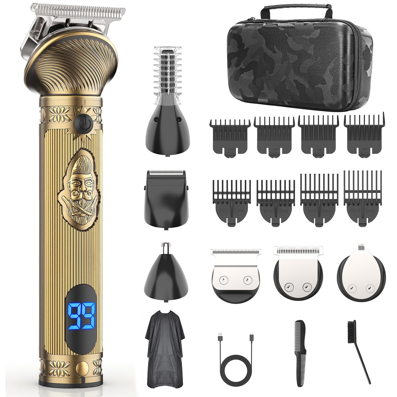 REHOYO Beard Trimmer for Men, Travel Electric Shavers for Men with Case, Cordless Hair Clipper, Mens Grooming Kit for Mustache Body Nose Face - 180 Mins Shaving, Gifts for Him & Father