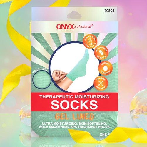 Onyx Professional Gel Moisturizing Socks, One Size Dry Feet Treatment for Women or Men, Hydrating Spa Socks for Dry Feet and Cracked Heel Repair, One Reusable Pair
