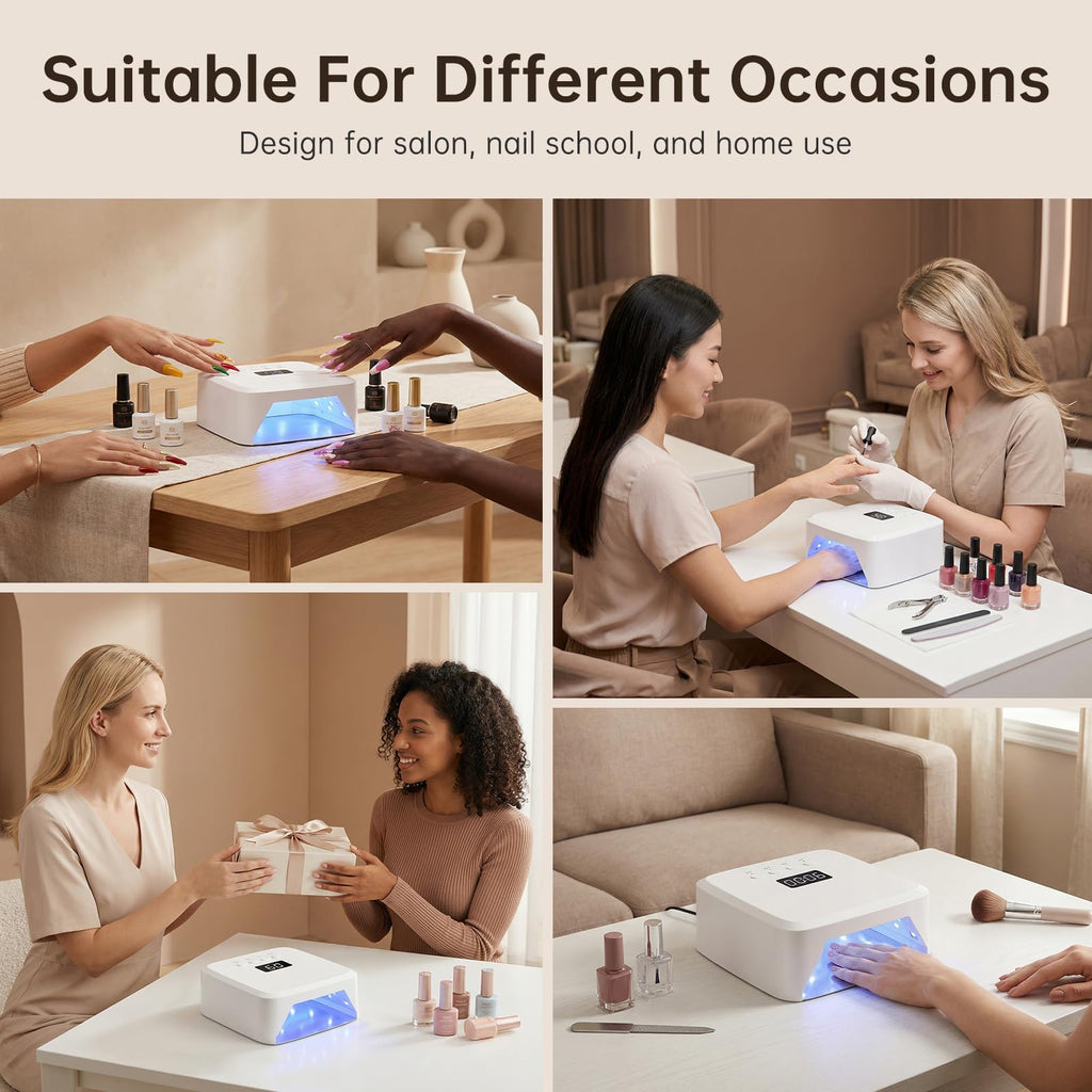 UV Nail Lamp CHRISTINE SHELLY, Rechargeable LED Nail Light Professional Nail Dryer with 4 Timer Setting, Touch Control & Auto Sensor, Curing lamp for Salon & Home