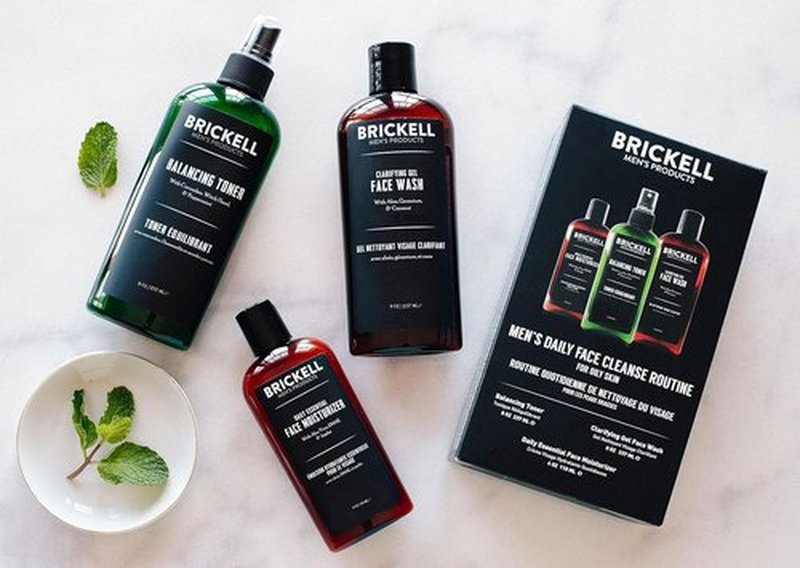 Brickell Men's Daily Face Cleanse Set - Gel Facial Wash, Alcohol-Free Toner & Moisturizer for Oily Skin