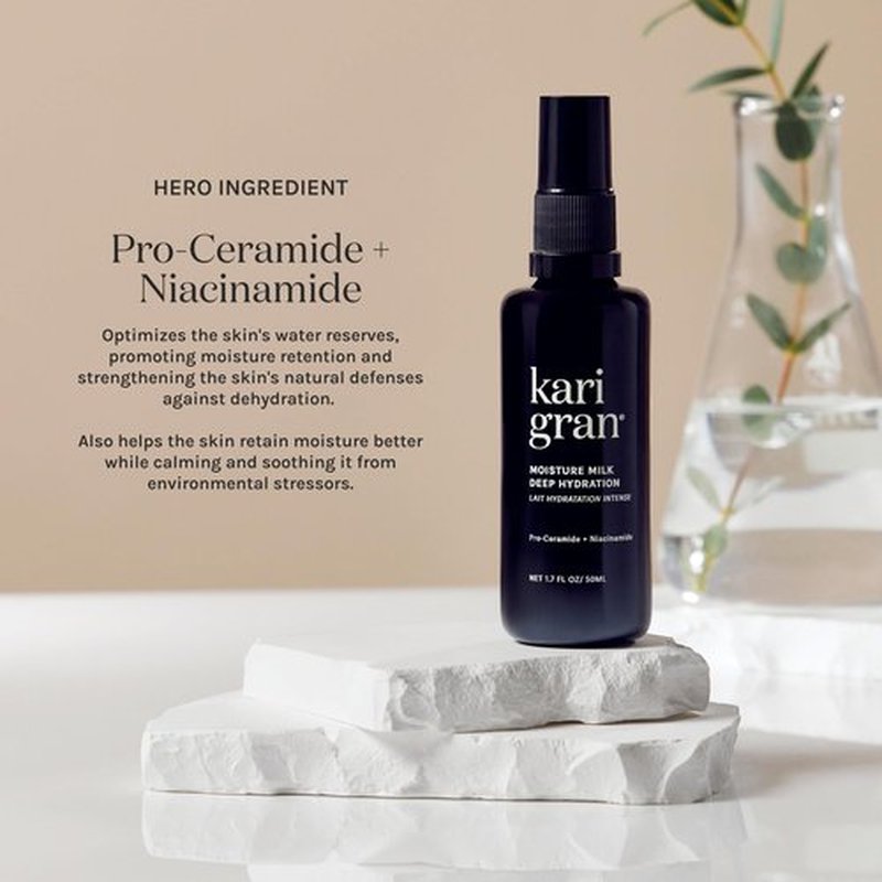 Kari Gran Moisture Milk Deep Hydration Mist – Pro-Ceramide & Niacinamide Facial Hydrating Mist, Featherlight Milky Moisturizer + Vitamin C, Aloe & Calendula – Restores Skin Barrier, 1.7 Fl Oz