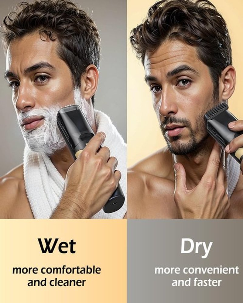 ENSSU Beard Trimmer for Men - Rechargeable Electric Trimmer with Auto-Vacuum & 2 Combs | Waterproof, Adjustable 1-20mm Length