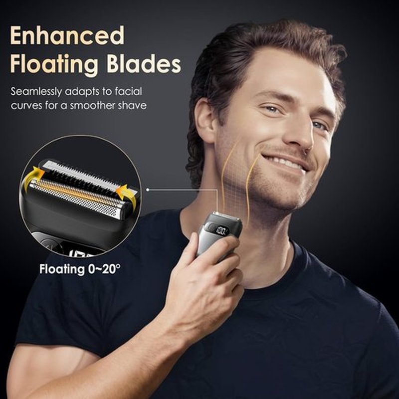 Skiennix Electric Razor - Waterproof Foil Shaver & Beard Trimmer | Fast Charge USB-C, Charcoal Black