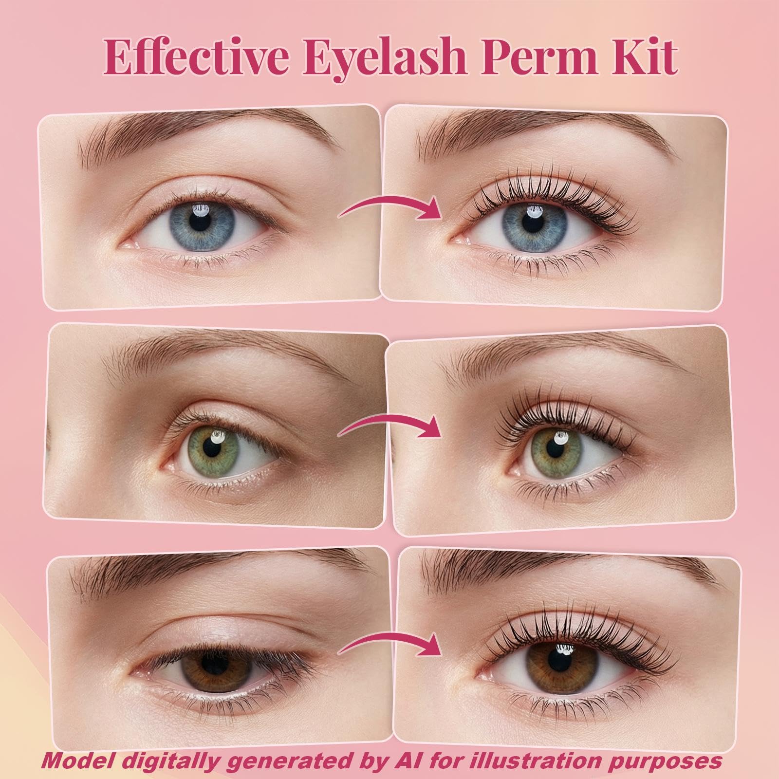 Lash Lift Kit, Eyelash Perm Kit with Glue Balm, Perm, Fixation, Nutrition, Silicone Pads for Lash Curling, Professional Lash Perm Set for Natural Long-Lasting Curl, Home Eyelash Lifting Kit for Women