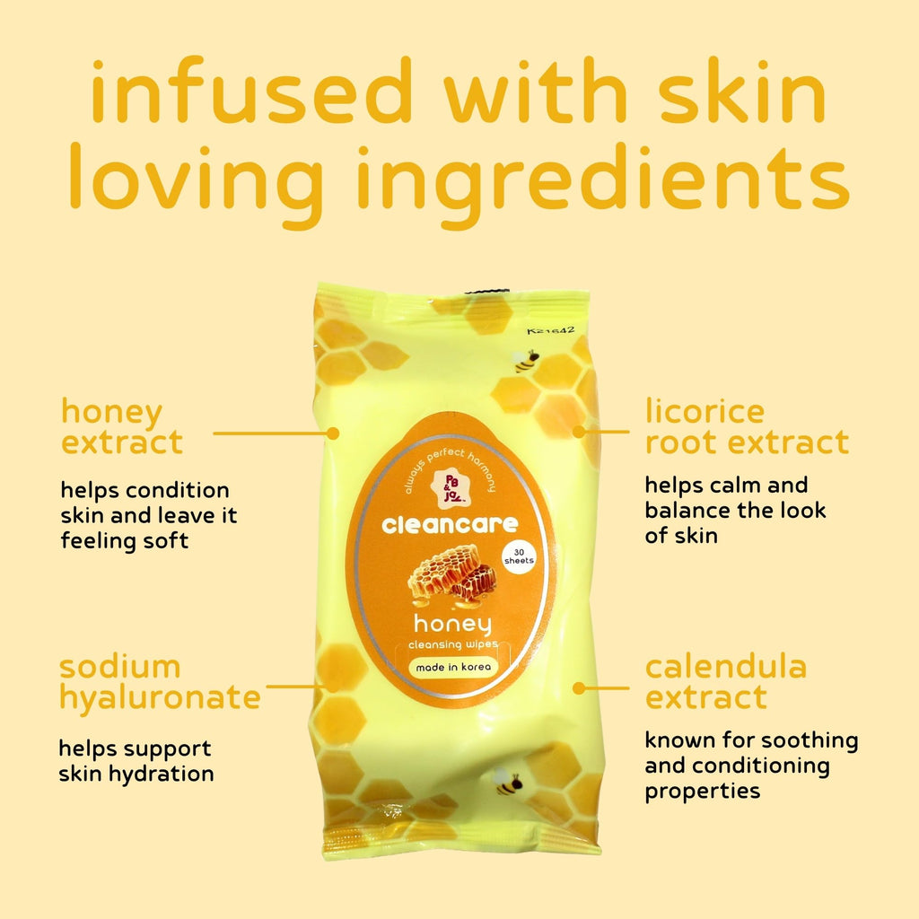 PB & JAY Honey Makeup Remover Wipes | Korean Face Wipes (30 Count)