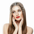 Juexica Rhinestone Flapper Headpiece Chainmail Headpiece 1920s Showgirl Accessories for Women Head Jewelry