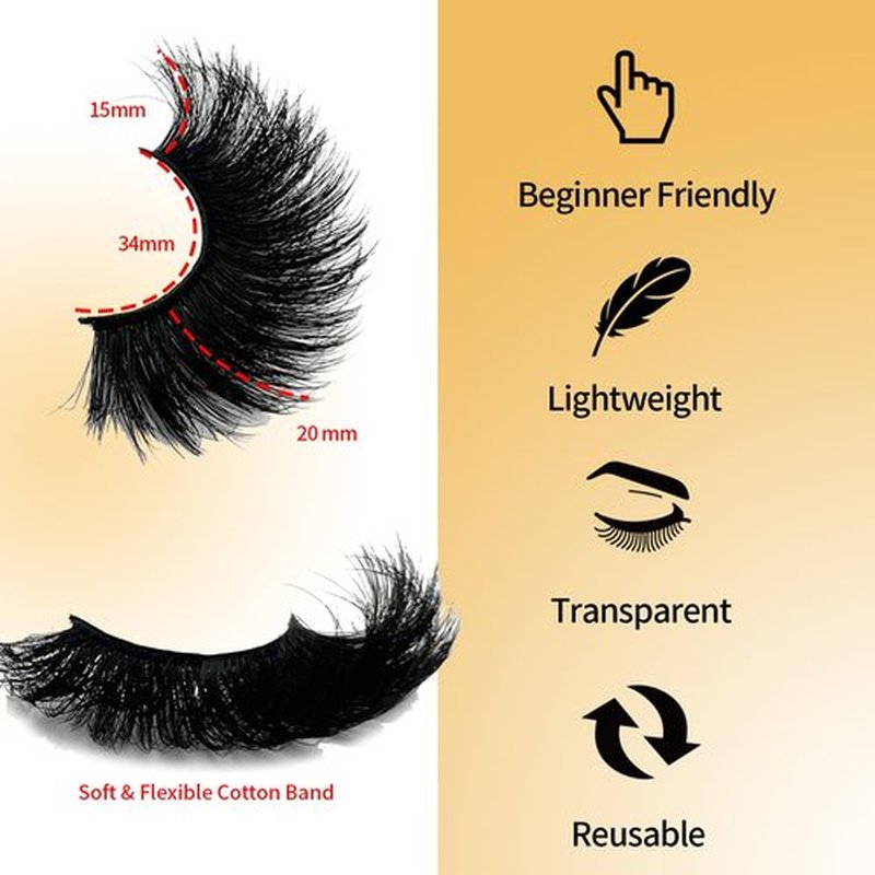 loladook Mink Lashes Pack Strip Dramatic Lashes Fluffy 20mm Long Cat Eye Faux Mink Wispy Volume False Eyelashes Multipack