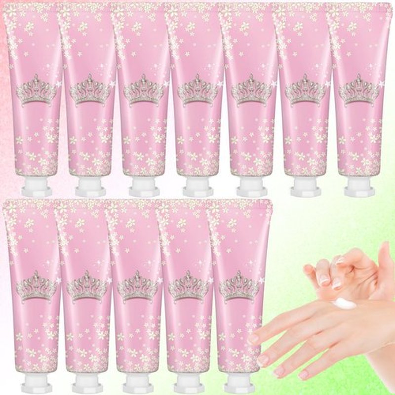 Loopeer 12 Pcs Magic Witch Hand Cream Bulk Pink Green Party Favor Hydrating Mini Hand Lotion with Rose Scent for Galentine's Day Goodie Bag Stuffers Thank You Gift, Travel Size (Crown)