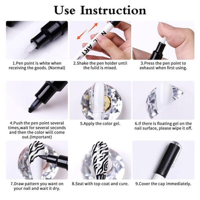 12 Colors Nail Art Pens Set, Halloween Colors Acrylic Paint Pens Fine Tip Nail Pens for 3D Nail Art, Nail Point Graffiti Dotting Pen Line Drawing Painting, Flower Patterns Design, DIY Manicure Tools