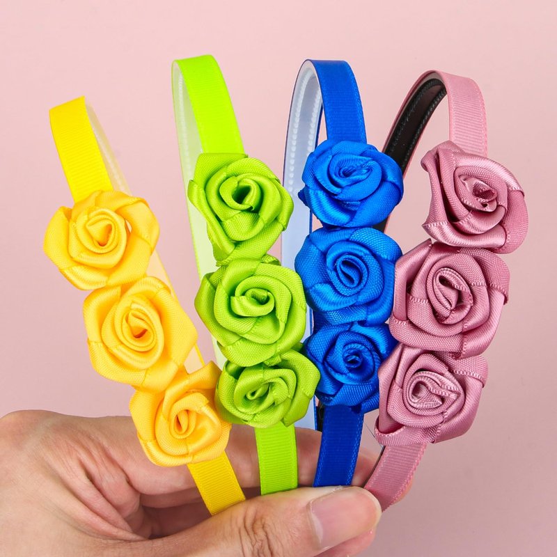 XIMA Fabric Rose Flower Headbands for Toddler Girls Multiple Colors Flower Hair Accessories for Kids Pack of 16