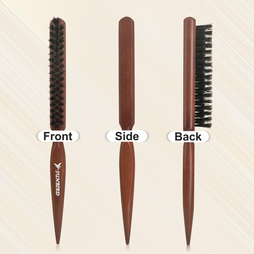 SUNBIRD Teasing Hair Brush, 100% Natural Boar Bristle, Women Fine Thin Hair