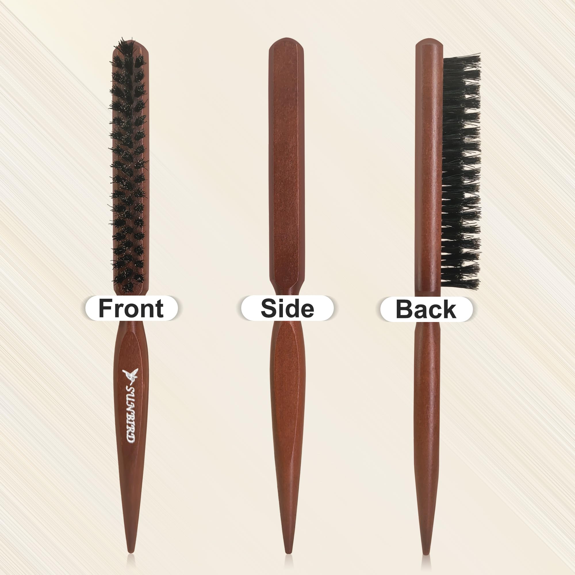 SUNBIRD Teasing Hair Brush, 100% Natural Boar Bristle, Women Fine Thin Hair