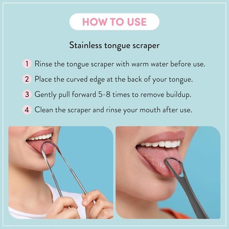 Éclat Stainless Steel Tongue Scraper - Travel Case Included | Flexible & Durable for Fresh Breath (Twin U Shape)