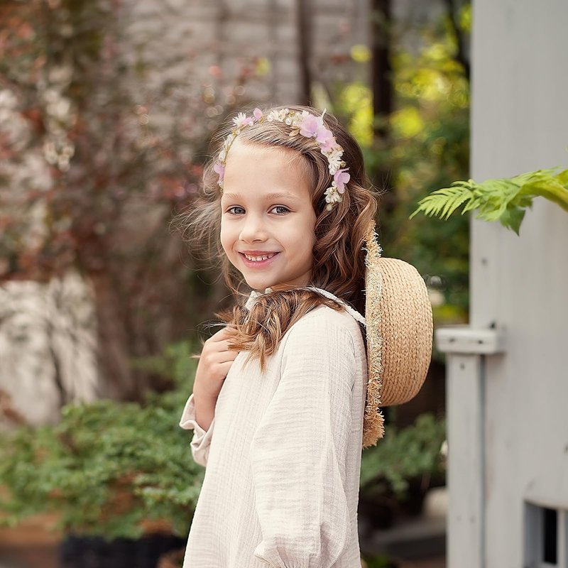 Vividsun Butterfly Headbands Flower Girl Hair Accessory with Pearls Butterfly Tiara for Christmas Birthday Cosplay Headpiece (Pink and gold)