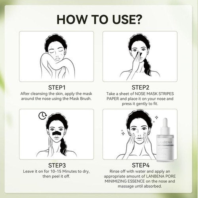 LANBENA Blackhead Remover - Bamboo Charcoal Peel-Off Mask & 60 Nose Strips for Deep Cleansing