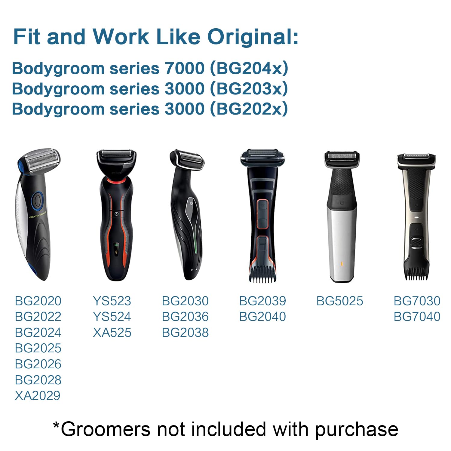 BG2000 Replacement Body Groomer Foil Heads for Philips BG7030 BG7040, 1 Pack