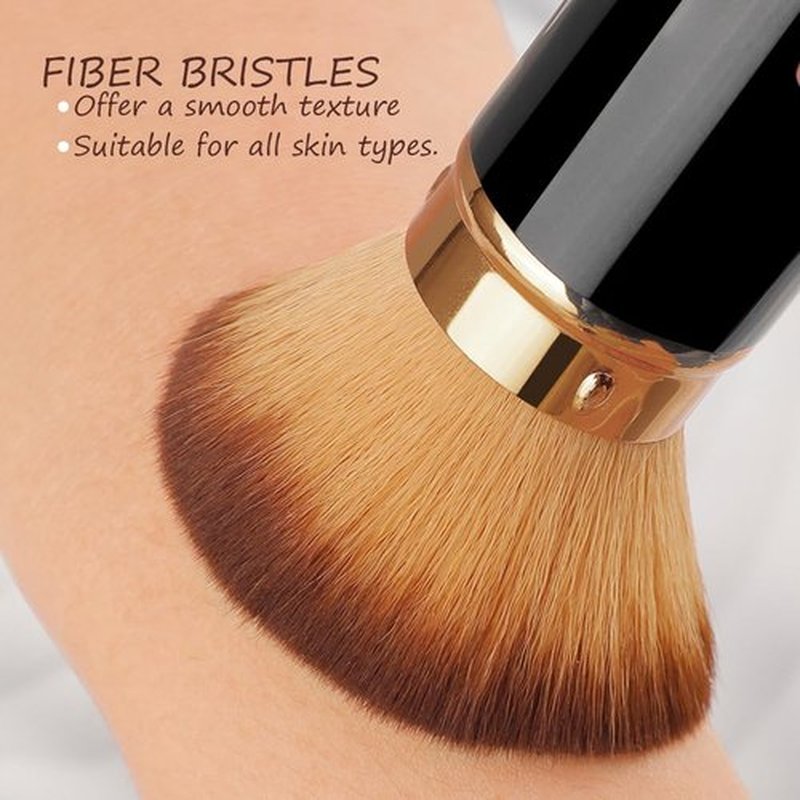Skiennix Retractable Kabuki Brush - Portable Travel Makeup Brush for Flawless Foundation & Blush (Black)