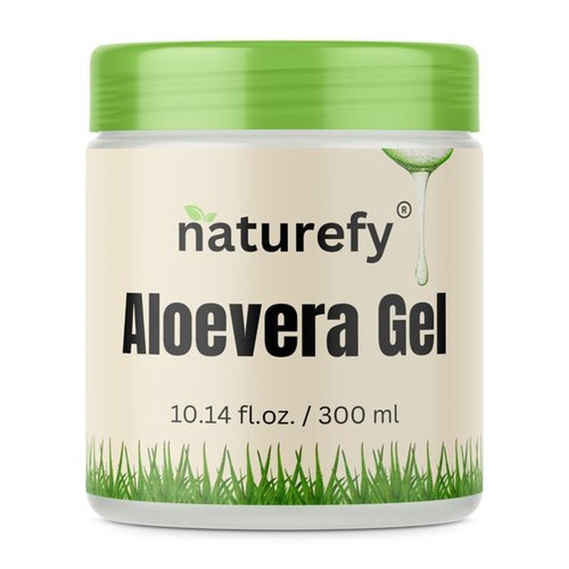 Naturefy Aloe Vera Gel | 100% Pure & Organic | Farm Fresh Aloe Vera Pulp Extract with Jojoba Oil, Glycerine & Vitamin E | Hydrating, Soothing & Skin Repair Gel for Face, Hair & Body | 10.14 fl.oz.