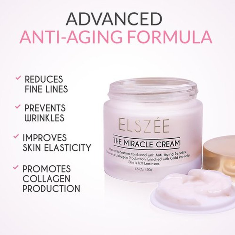 ELSZÉE The Miracle Cream - Anti-Aging Face & Neck Cream with Gold Particles | Intense Hydration & Wrinkle Repair | Plumping & Smoothing Formula for Luminous Skin | Luxury Skincare | 1.7 oz