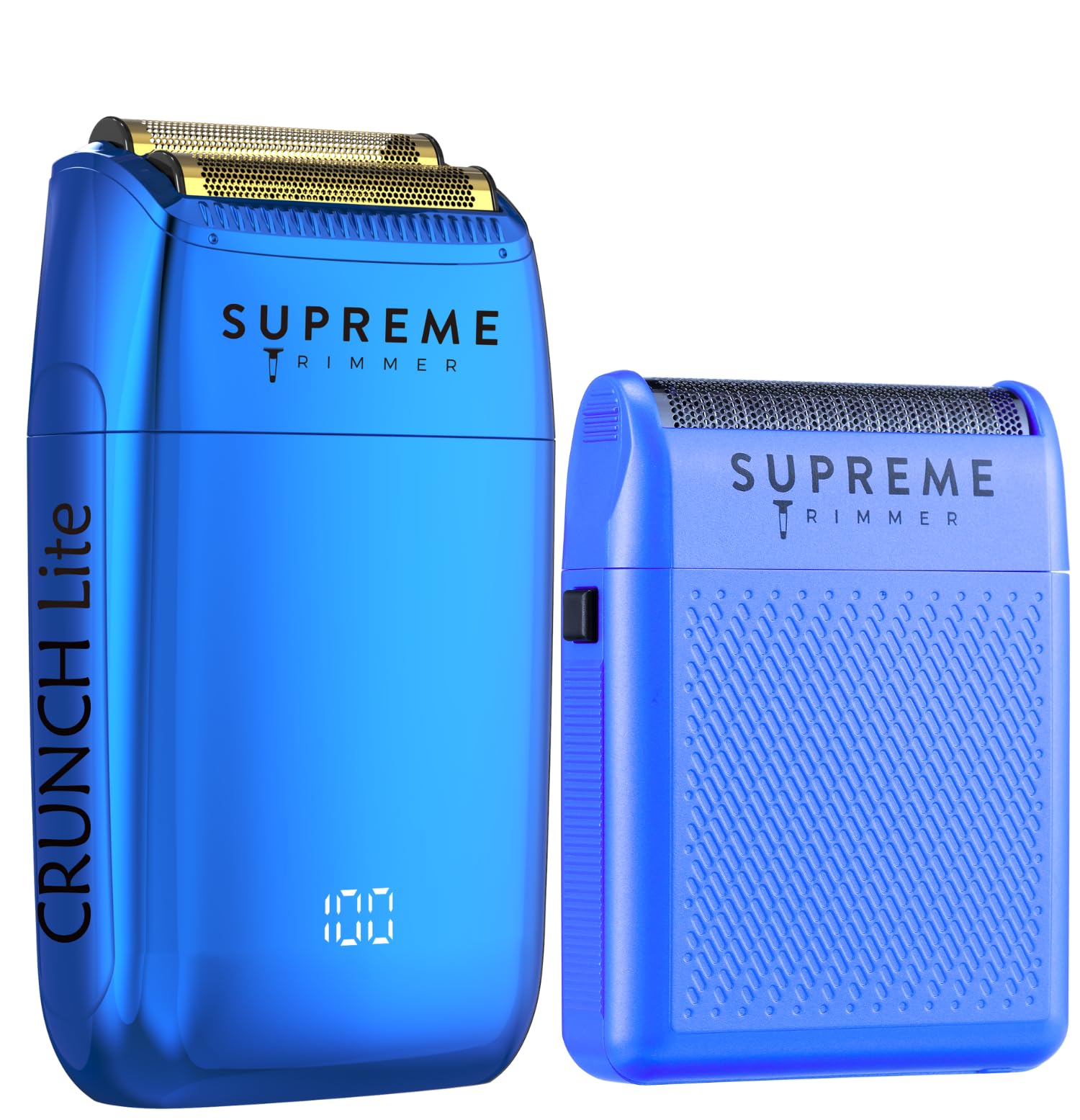 Supreme Trimmer Crunch Lite & Solo Foil Shaver Kit | Pro Barber Electric Foil Razer STF600 & STF101 Set | Blue