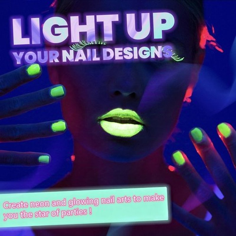 TWOEIGHT Gel Nail Polish Liner Nail Art 6 Colors 8ml Soak off UV Pigmented Built Thin Brush in Bottle Manicure DIY at Home Salon Quality Gift for Women noctilucent Red Orange Yellow Green Blue Purple