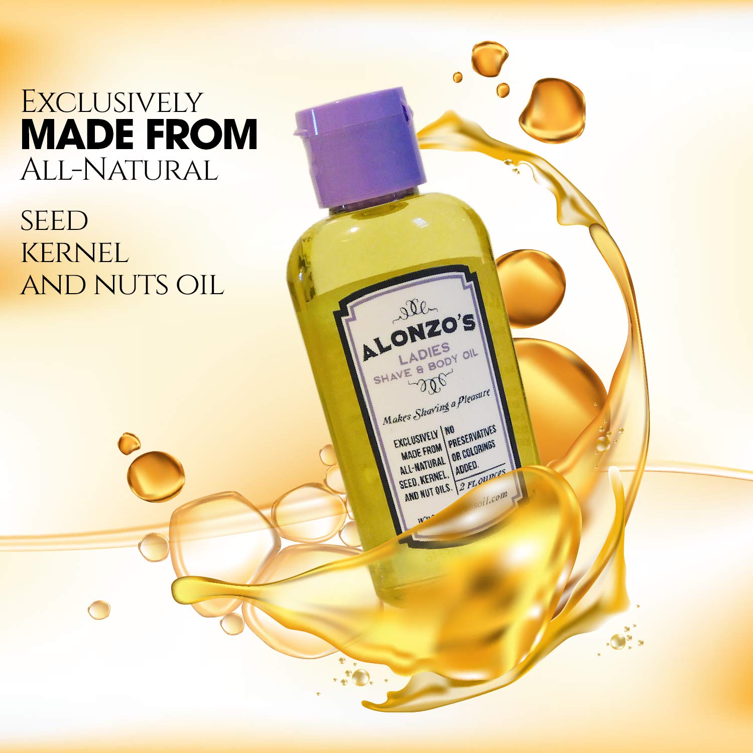 ALONZO'S SENSATIONAL SHAVE - Shaving Oil for Women (2 Oz Bottle) All-Natural Pre-Shave & After Shave Oil for Smooth Legs and Soft Bikini Area - Moisturizes & Calms Irritated Skin from Razor Burn