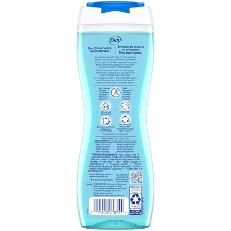 Dial Body Wash - Refresh & Renew Spring Water | 16 Fl Oz (Pack of 4) with Hydraclean Complex & Vitamin E, Gentle & Nourishing