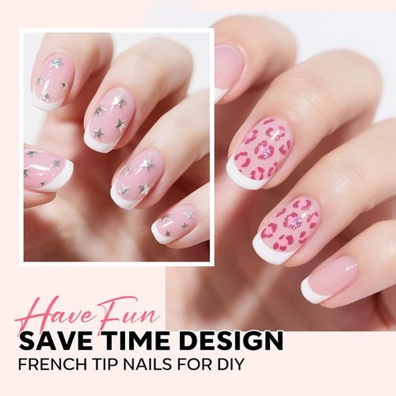 modelones French Tip Press on Nails, 150Pcs Extra Short Square Fake Nails with Nail Box, Pink Gel Nail Tips for Women, Soft Glue-On Nails for Natural Salon Look, DIY Nail Art Kit (15 Sizes)
