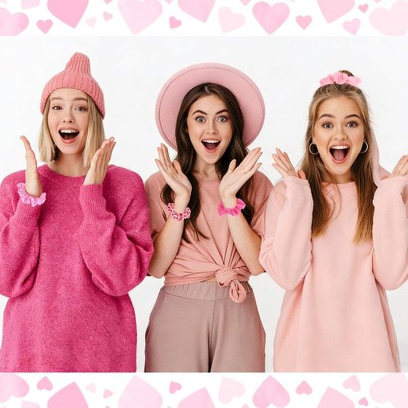 Semato Galentines Day Gifts for Girls 16 Pcs Pink Scrunchies Valentines Gifts Hair Ties Scrunchies for Women Girls Party Favors