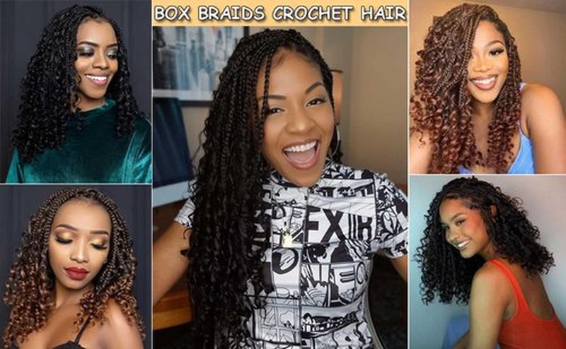 8 Packs Bohemian Box Braid Hair Crochet Box Braids with Curly Ends 12 Inch Goddess Box Braids Crochet Hair for Women Boho Braids (1B, 12 inch 8 pack)