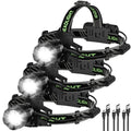 Kungf Rechargeable Headlamp 3 Pack, 99,000 Lumens Super Bright Head Lamp with 3 Modes, 90° Adjustable LED Head Light for Forehead, IPX6 Waterproof Headlamps for Adults,Camping,Hiking