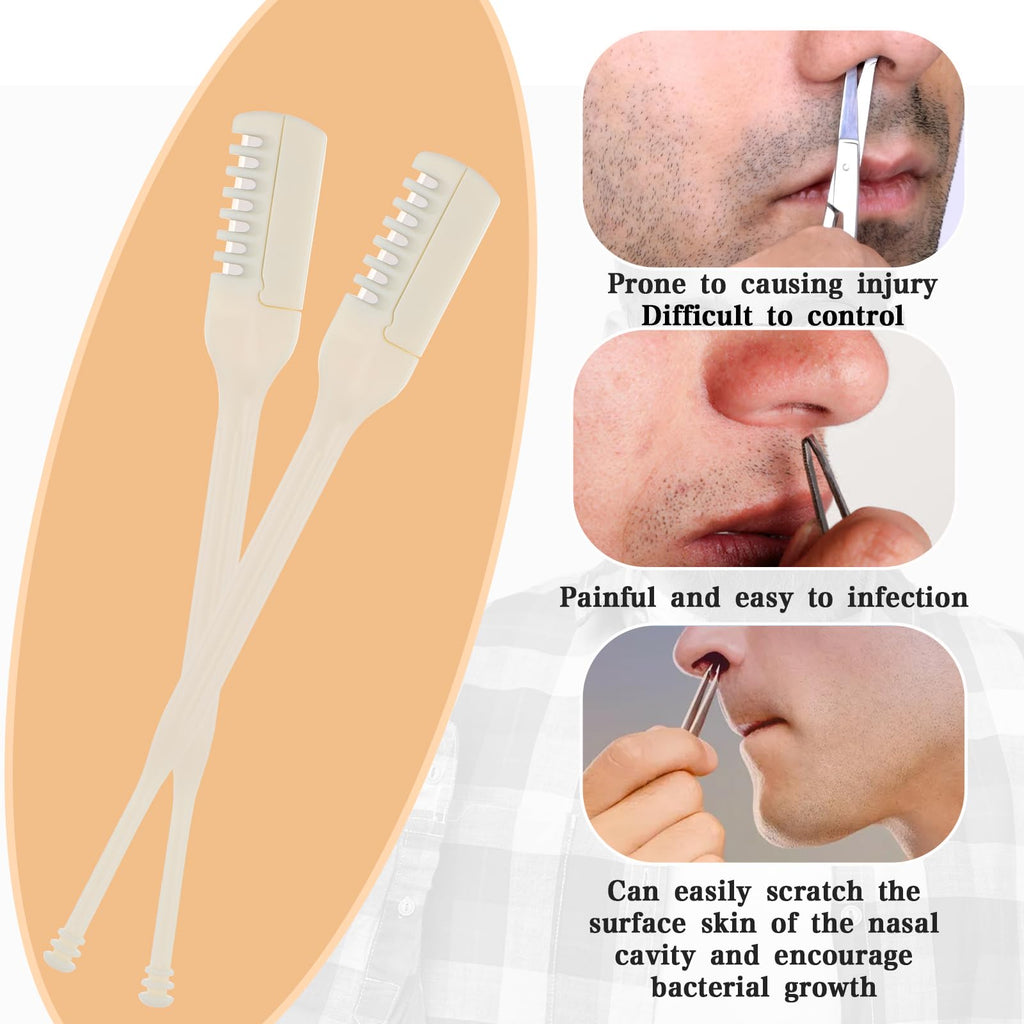 MBAIYO 10-Pack Manual Nose Hair Trimmer, 360° Rotating Nasal Hair Cutter with Ear Picker for Women Men Double Sided Nose Hairs Remover Tool