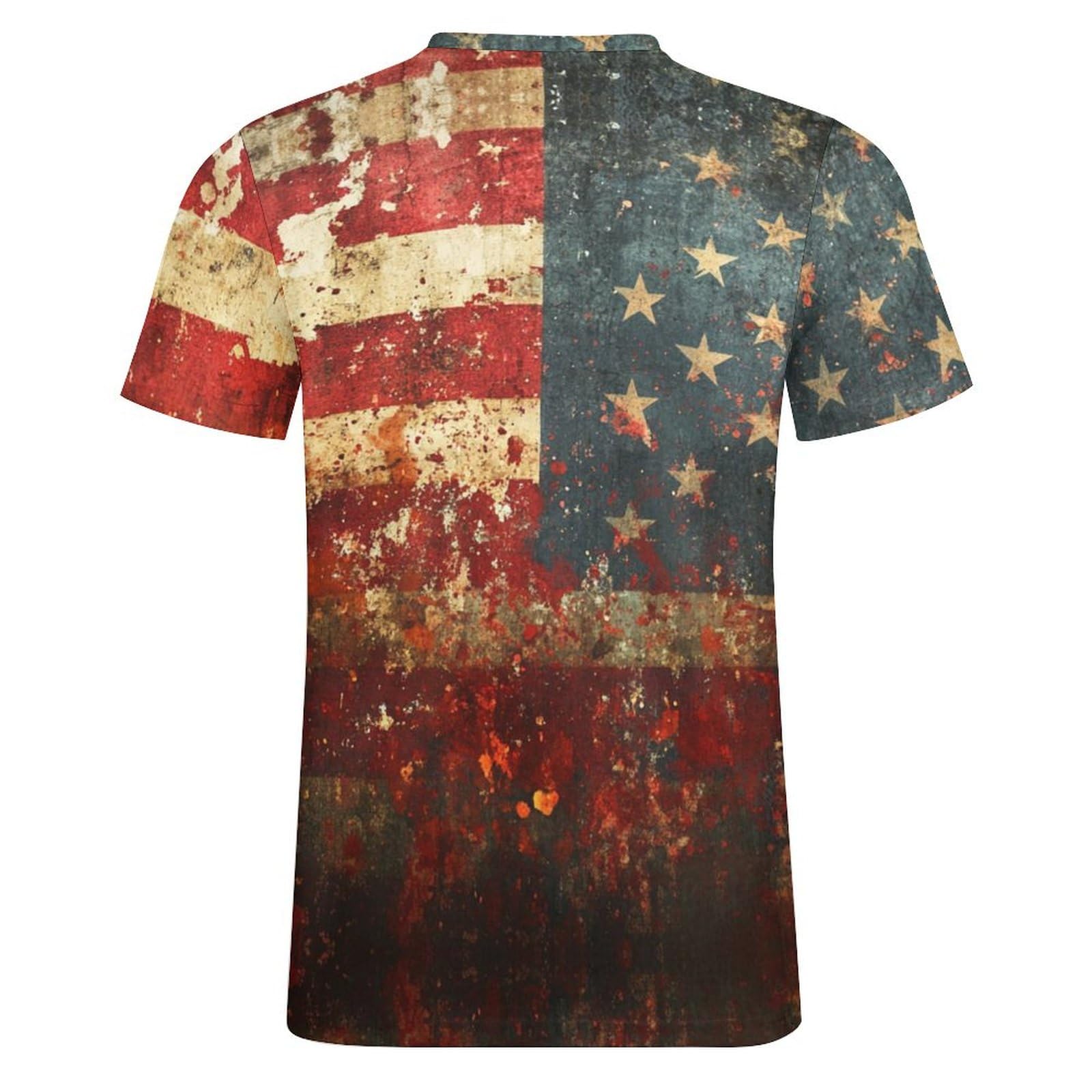 American Flag Shirt Patriotic Print Veterans Short Sleeve Crewneck Pullover T-Shirt Casual Funny Memorial Army Thankful Gift Mens Undershirt,3XL