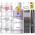 SAVILAND Acrylic Nail Kit: Big Capacity Acrylic Liquid 120ml and 30g Clear Pink White Powder Set with 5 Sizes Brushes for Beginner Nail Kit for Full Professional Nail Art Designs Home DIY Salon Gift