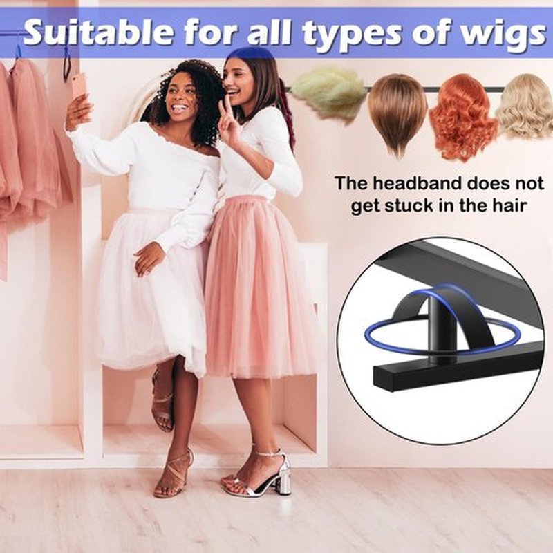 Lhysn Wig Stands For Multiple Wigs - Wig Holder Display Rack,Hanging Wig Stand For Styling,Wig Storage Metal Organizer For Mannequin Head (5-heads)