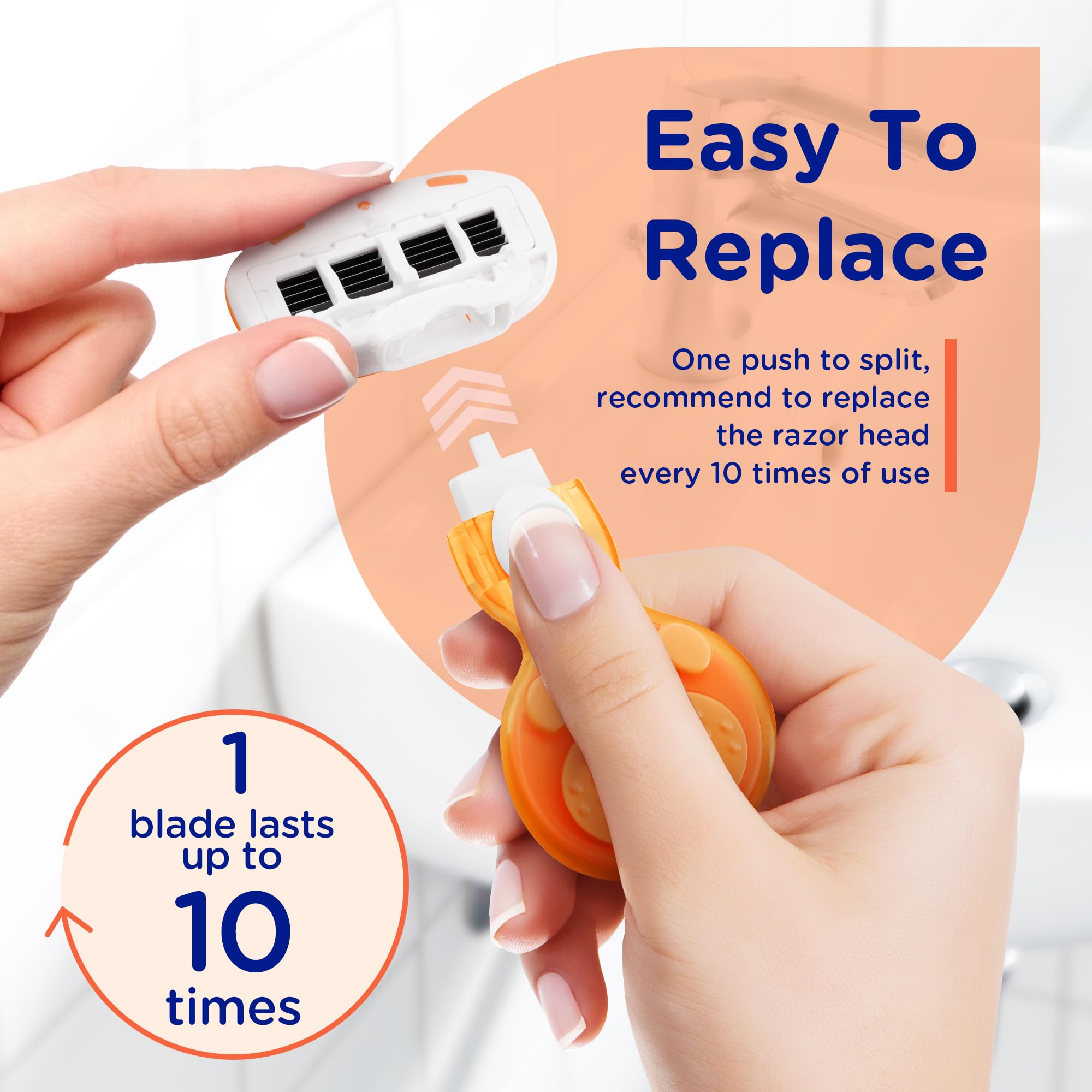 DreamGenius Women’s Razor Blades Refills Include 4 Cartridges, Orange