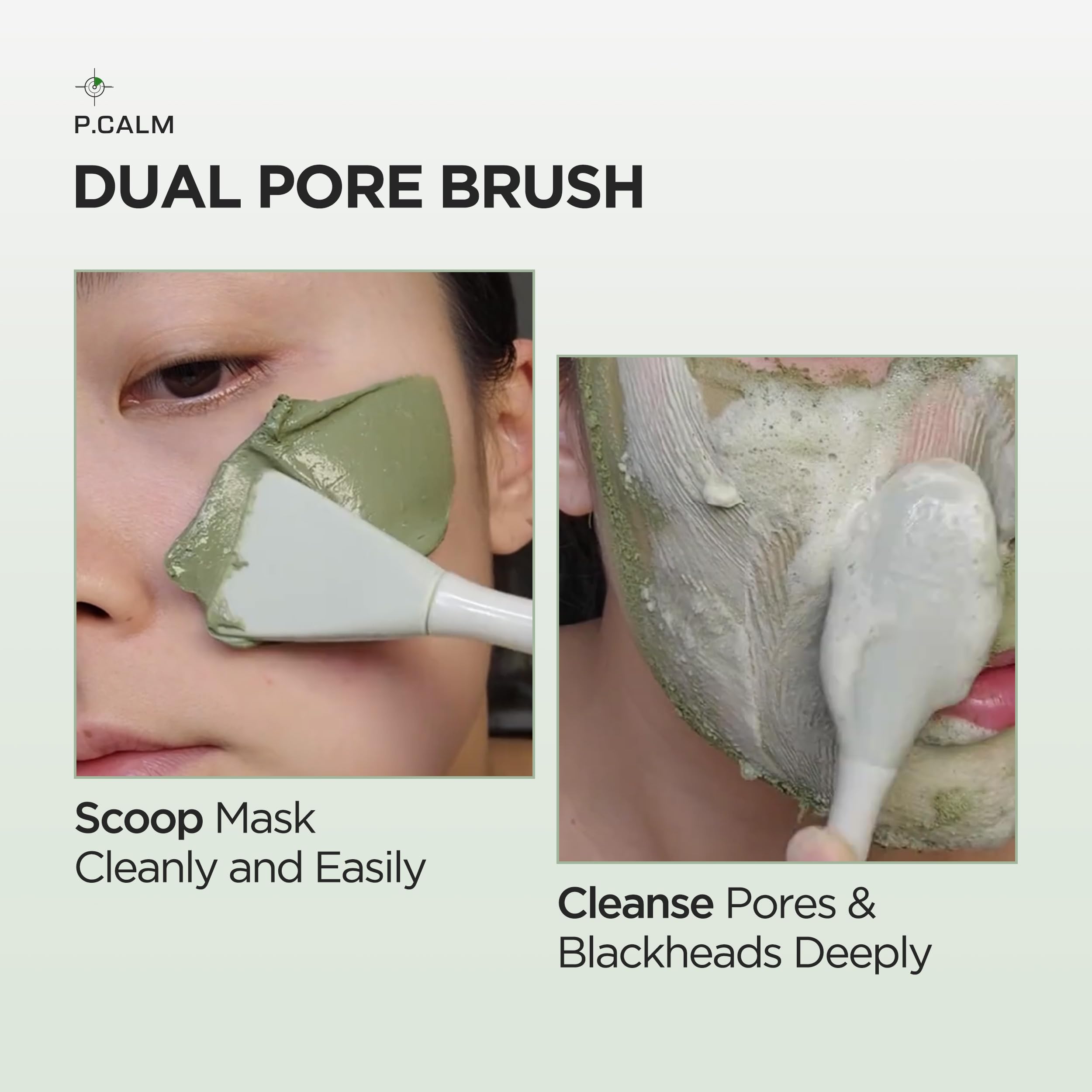 P.CALM Dual Pore Cleansing Brush | Face Scrubber for Blackheads Removal, Gentle Exfoliation & Deep Cleaning, Pore Massager | Korean Beauty Tool, 30g / 1.05 oz, 1 Count