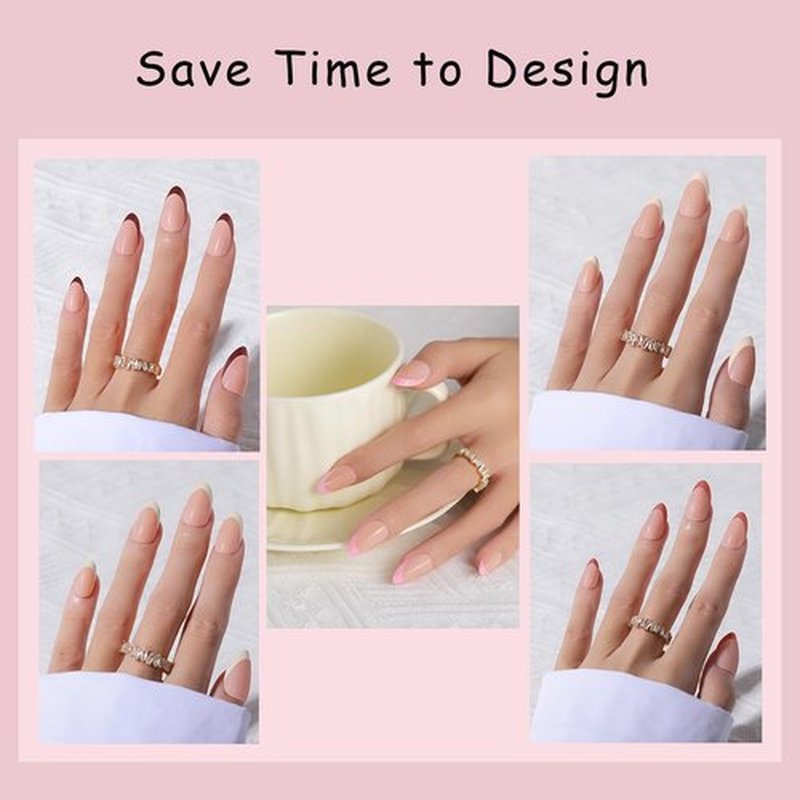 French Tip Press On Nails, OPkssnails 150pcs French Press ON Nails Extra Short Almond, Pre-lasting Soft Gel Nails, Soak Off Acrylic False Nails for Nail Art DIY Extension 15 Size