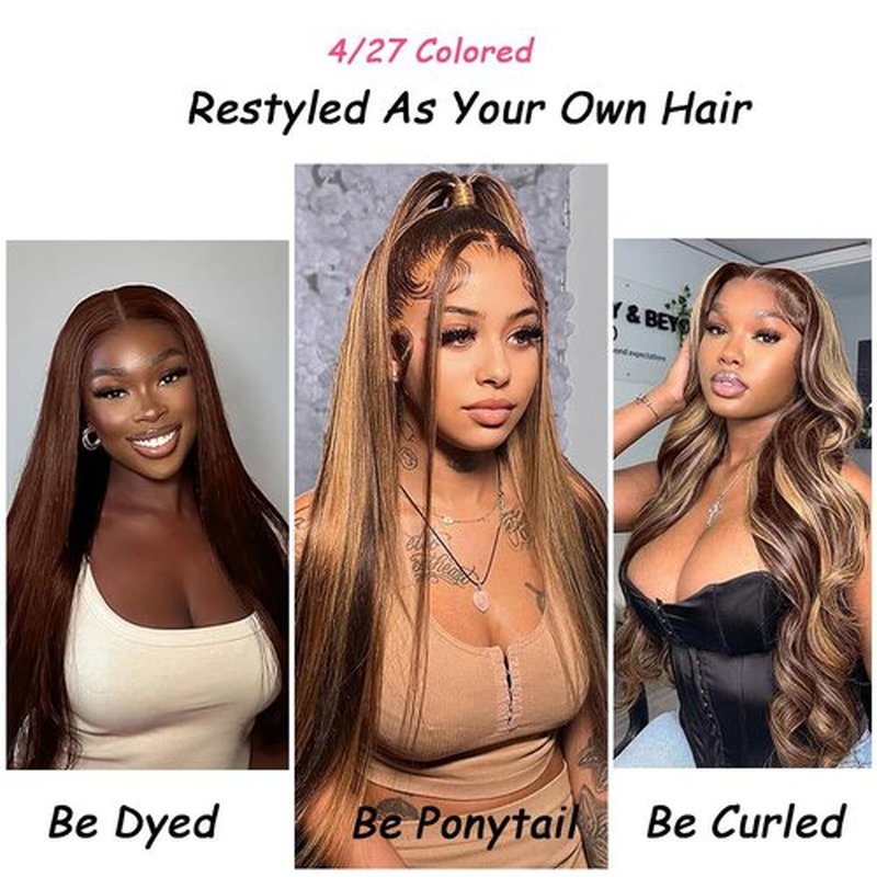 Beautymoon Ombre Raw Straight Bundles 18 20 22 Inch Brazilian Straight Hair Bundles 100% Unprocessed Virgin 4/27 Highlight Honey Blonde Weave Bundle Human Hair