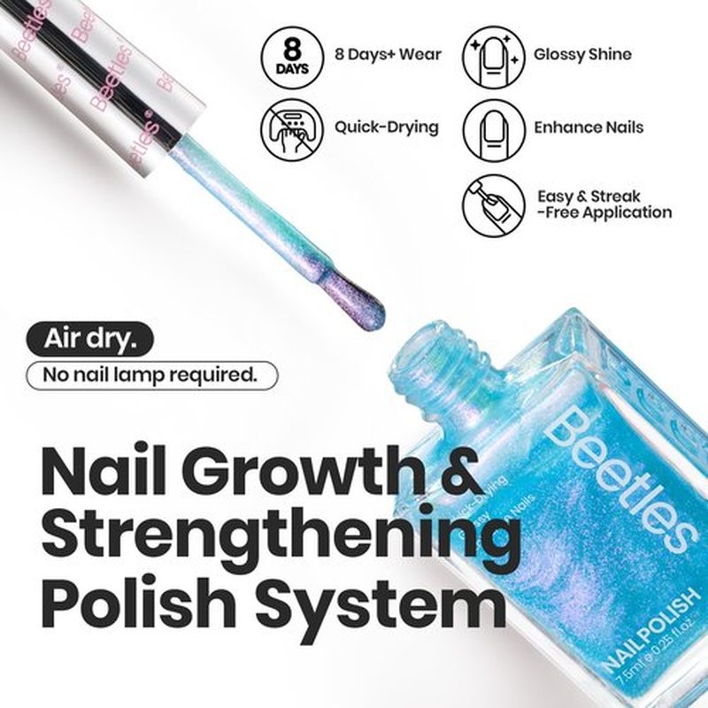 Beetles Glitter Nail Polish Set, 6 Colors Dreamy Pastel Pearl Quick Dry Nail Polish Kit, Long Lasting Shine DIY Manicure Gift for Women Girl Christmas Nail Art