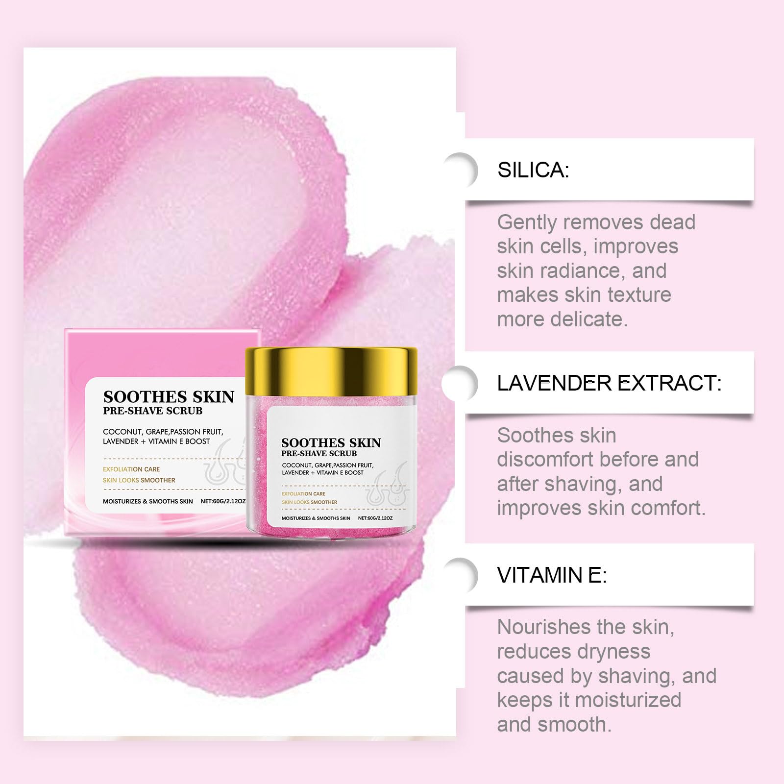 Dark Spot Exfoliating Scrub–Soothes Skin Pre-Shave Scrub for Dark Spots & Dry Skin–Gently Buffs & Soothes Sensitive Skin, Suitable for Face & Body, 60 ml /2.12 Oz