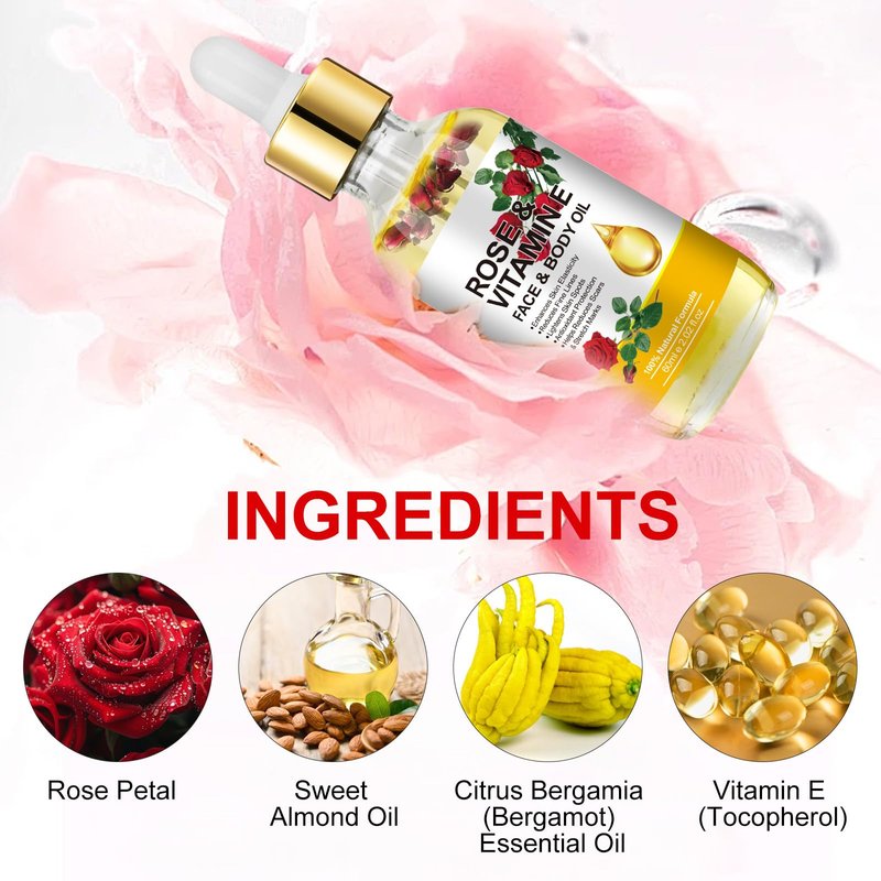 Vitamin E Oil, Vitamin E Oil for Face, Rose & Vitamin E Oil, Face Vitamin E Oil with Gua Sha Tools Set ﻿