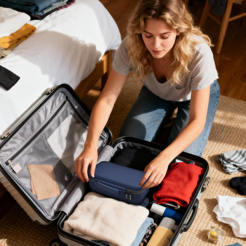 GWCASE Travel Steamer and Iron Carrying Case, Fits for DRFLASH/for Nesugar and Most Portable 2-in-1 Models Up to 10"x4"x2.75", Mesh Pocket for Accessories, Home & Travel Use (Blue-Case Only)