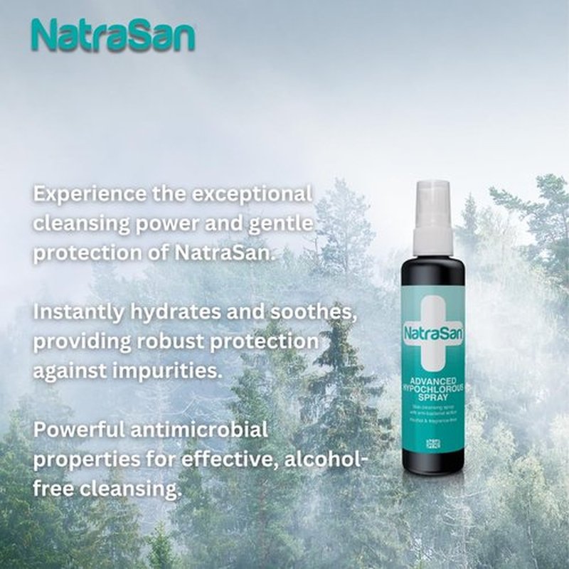 NatraSan Hypochlorous Spray – Prevents Breakouts, Reduces Redness & Irritation, Soothes & Protects. Alcohol-Free, Hydrating & Suitable Sensitive Skin (3.4 FL. OZ)