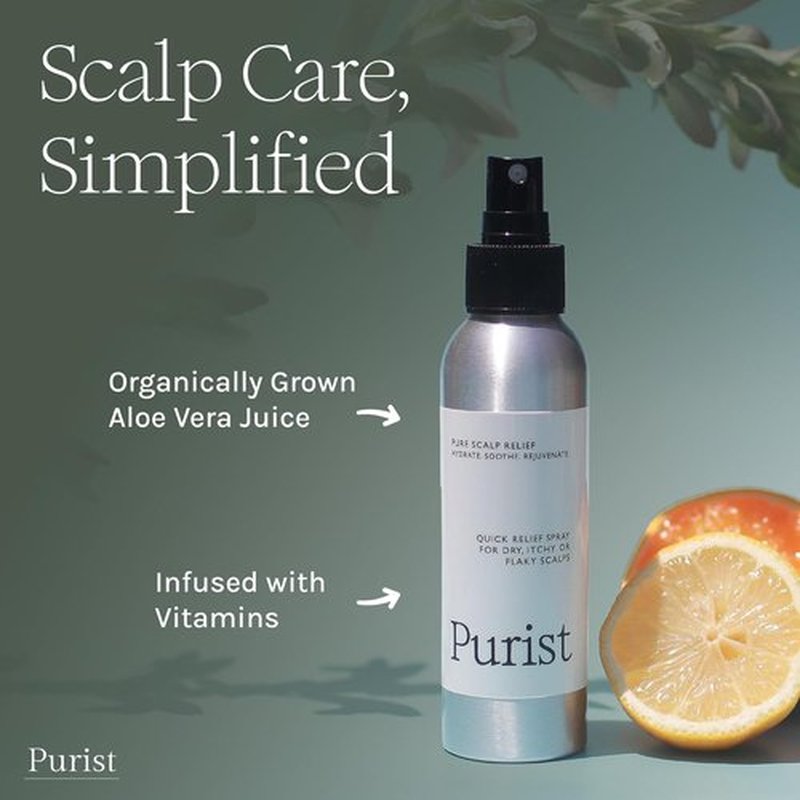 Purist Dandruff Spray - Leave-In Scalp Treatment for Itchy, Dry Skin - Hydrating & Soothing Relief