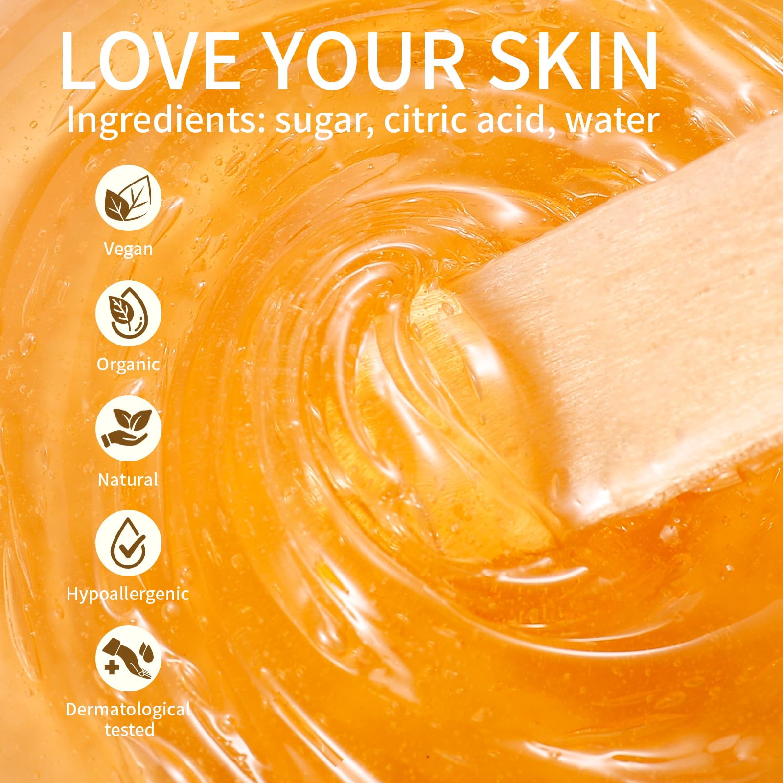 Sugar Wax Kit Suagring Kit: 300g/10.6oz Organic Sugaring Paste for Body Hair Removal - Includes Wax Strips & Sticks, Pre and Post Care Oils